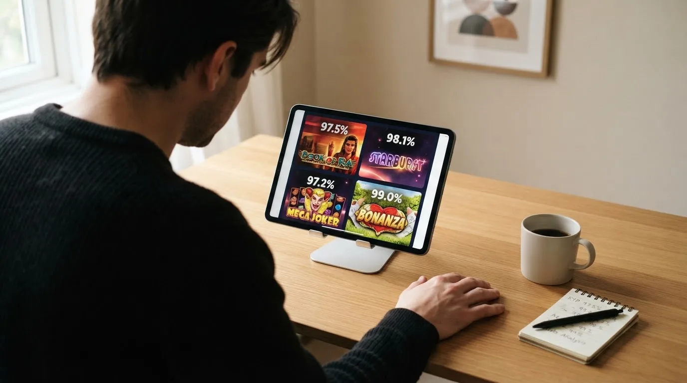 Srovnávací přehled automatů podle výrobce — vedle sebe loga e-gaming, Apollo Games, Adell, Synot Games a NetEnt s hodnotami RTP u jednotlivých titulů