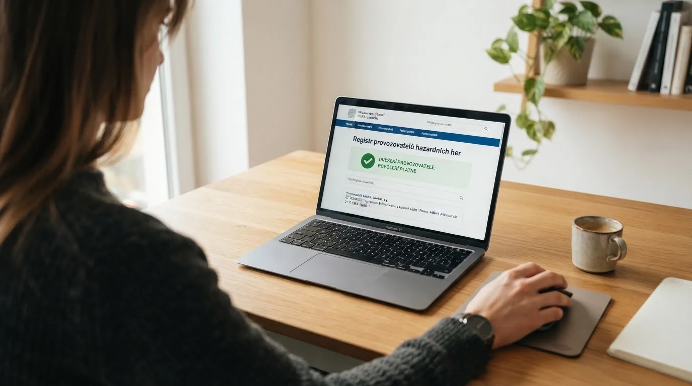 Ověřování české licence na webu Ministerstva financí ČR — ilustrační snímek veřejného registru provozovatelů hazardních her