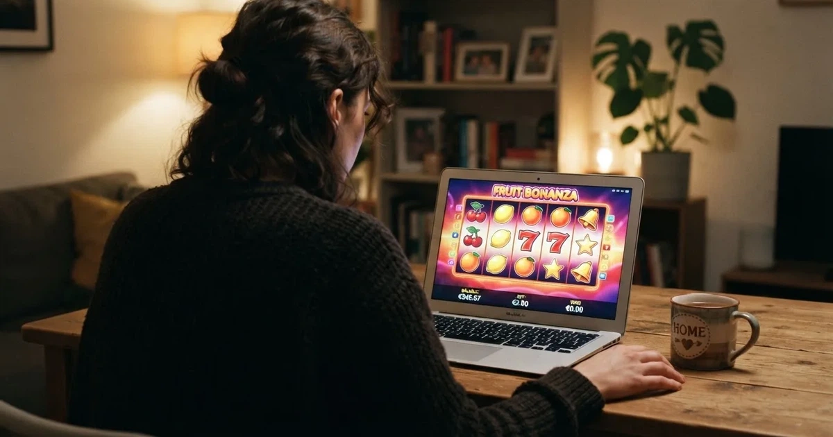 Hráč u online automatu s barevnými symboly — ilustrační snímek volných zatočení v českém online casinu